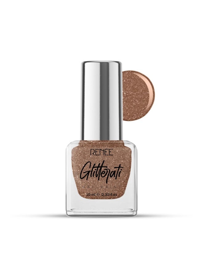 RENEE Glitterati Nail Paint - Rose Beige 10ml | Quick Drying, Glittery Finish, Long Lasting, Chip resisting Formula with High Glitter & Full Coverage | Acetone & Paraben Free - Image 1